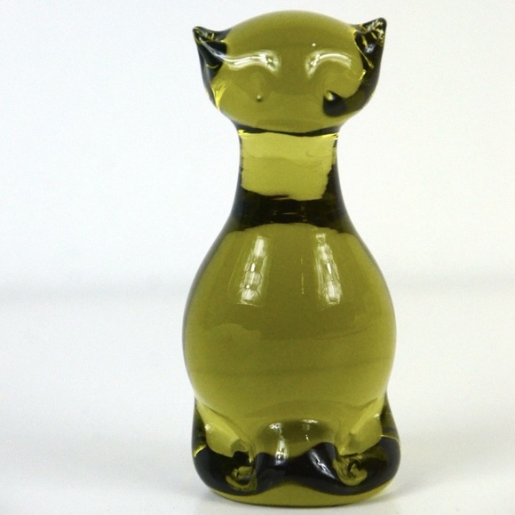 Vintage Viking Rainbow Glass Cat GLOWS